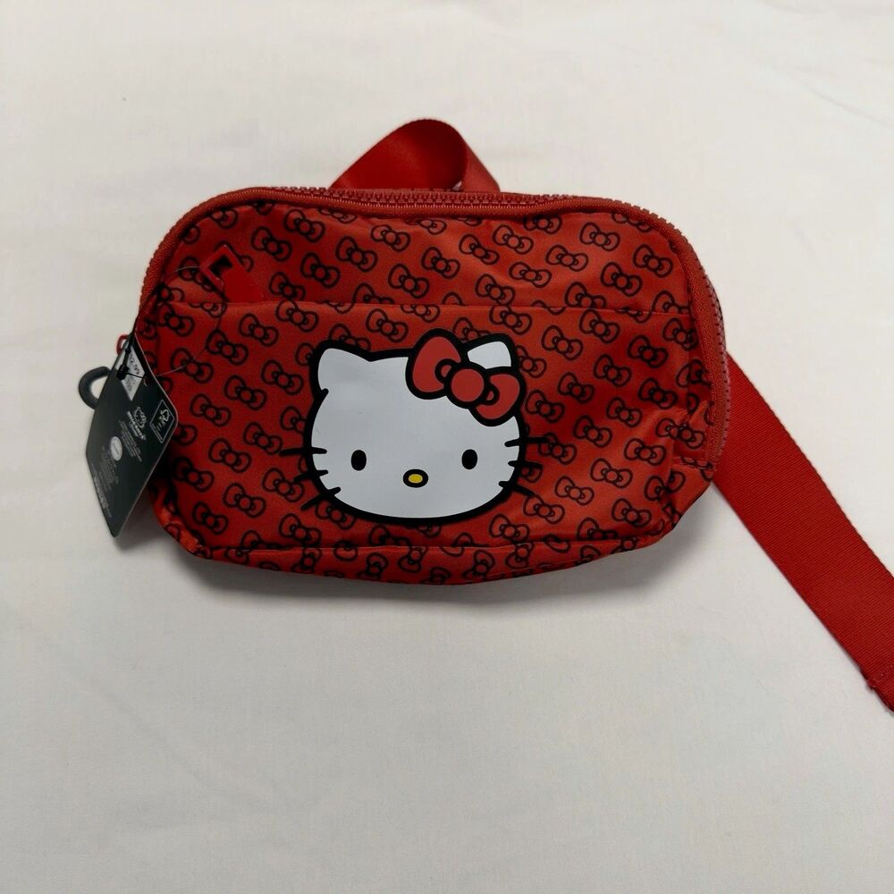 2024 Sanrio Hello Kitty Fanny Pack Waist Belt Crossbody Bag Red Face/Bows, NWT